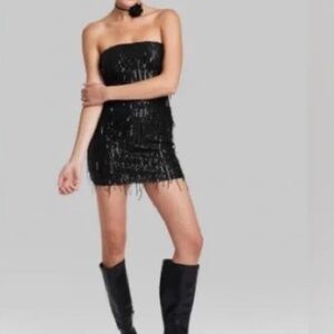 🖤Wild Fable Black Sequin Strapless Mini Dress (Size M)
